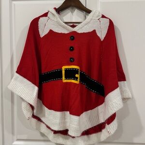 Love By Design Red and White Knit Santa Poncho